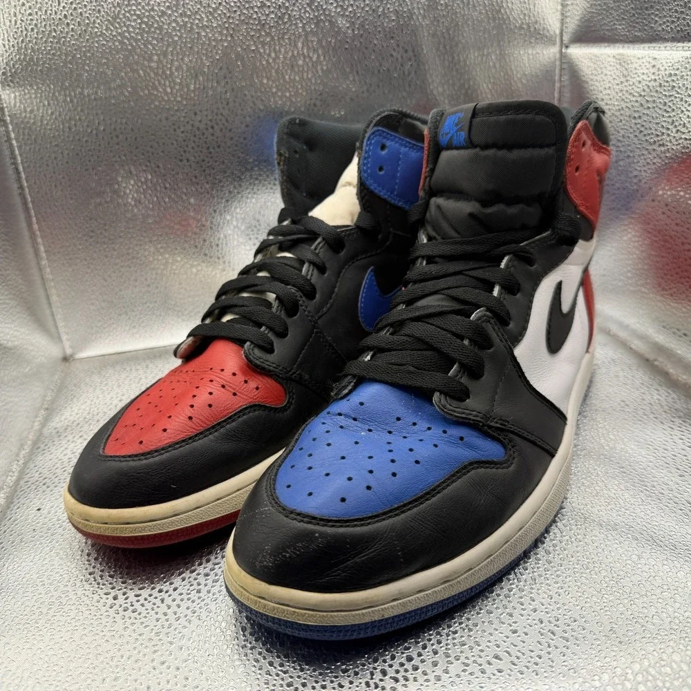 Size 12 Jordan 1 Retro High OG‎ Top 3 Black White Red Blue Mens Shoes 555088-026